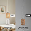 Pendant Light Boho Hanging Lamp - Rattan & Linen 2-in-1 Shade, Adjustable Hanging Lights Fixture for Kitchen Island, Dining Room, Farmhouse, Bedroom (3 Pack) by CozyNest Decor