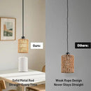 Pendant Light Boho Hanging Lamp, Rattan Hanging Lights with 2 in 1 Linen & Woven Shade, Ceiling Light Fixtures for Kitchen Island, Dining Room, Farmhouse, Bedroom (1 Pack) by CozyNest Decor