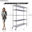 60"x18"x72" Black 5-Tier Premium Wire Shelving NSF 4000 LBS MAX Capacity Heavy Duty Steel Storage Rack for Warehouses, Garages, Hospitals, Commercial Spaces, & Schools w/Premium Wheels by CozyNest Decor