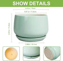 G EPGardening Ceramic Plant Pots - 6 Inch Pot for Plants, Ceramic Planter with Drainage and Saucer, Flower Indoor Outdoor Planter, Modern Bathroom Decor, Birthday Gifts, Green by GreenHaven Gardens