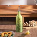 Sweejar Large Olive Oil Dispenser Bottle with Spout, 24 Oz Ceramic Oil Dispenser for Kitchen, Relief Opaque Oil Cruet, Oil Container for Cooking, EVOO, Avocado Oil, Vinegar, Pack of 1(Gradient Green) by CozyNest Decor