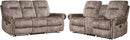 EBELLO 2 Pieces Manual Reclining Couch Furniture Set for Living Room, 2 Seat Loveseat and a 3 Seater Sofa, Vintage Rivet Mid-Century Design for Living Room, Brown by CozyNest Decor
