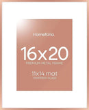 Homeforia Picture Frames 16x20 Rose Gold, High End Metal 16x20 Poster Frame with Mat 11x14 inch Photo, 16 x 20 Rose Gold Frame Matted to 11 by 14 Print, 20x16 Frame, Tempered Glass, Wall Kit, Set of 1 by CozyNest Decor