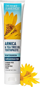 Desert Essence Arnica & Tea Tree Oil Toothpaste – Carrageenan & Fluoride Free – Wintergreen Mint – Vegan, Non-GMO, Gluten-Free – Gently Removes Plaque & Freshens Breath – 6.5 oz by CozyNest Decor