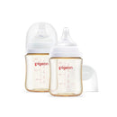 Pigeon PPSU Nursing Baby Bottle Wide Neck, Anti-Colic, Streamlined Body, Natural Feel, Easy to Clean, 5.4 Oz(Pack of 2), Includes 2pcs SS Nipples (0m+) by TinyTreasures Baby Boutique