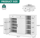 Loomie 5-Tier Shoe Cabinet with 4 Side Cubbies, Farmhouse Shoe Rack Cabinet with 6 Adjustable Shelves & 2 Drawers, Freestanding Shoe Storage Cabinet with 4 Brackets & 2 Hooks for Entryway (White) by CozyNest Decor