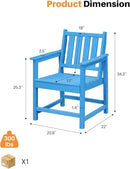 Patio Dining Chair Set of 2, HDPE Outdoor Dining Chair, Ergonomic HDPE Dining Chairs with Deep Seating, All Weather Outdoor Chairs Furniture for Backyard, Deck, Garden, Poolside, Sky Blue by CozyNest Decor