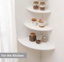 Corner Shelf, Solid Oak Wood Floating Corner Shelf Wall Mount Round End Floating Speaker Shelves with Wire Hole for Small Plant Photo Frame for Bedroom Kitchen, Living Room (White, 7.1in) by CozyNest Decor