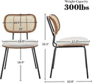 Rattan Dining Chairs Set of 2, Mid Century Modern Dining Chairs with Cane Back for Kitchen Dining Room, 19 Inch Fabric Beige by CozyNest Decor