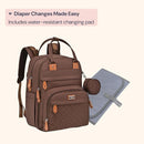 BabbleRoo Diaper Bag Backpack - Baby Essentials Travel Tote - Multi Function Waterproof Diaper Bag, Travel Essentials Baby Bag with Changing Pad, Stroller Straps & Pacifier Case - Unisex, Brown by TinyTreasures Baby Boutique