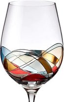 Bezrat Wine Glasses Hand Painted - Set of 2 - Women Wine Gift - Wine Lover Glass - Beautiful Glassware Gifts Ideas for Women Inspired by 'Duomo di Milano' Mothers Day - 12 oz (Blue) by CozyNest Decor