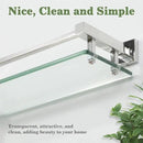 Alise Bathroom Glass Shelf with Stainless Steel Railing, Polished Chrome Small Tempered Glass Floating Wall Shelf Over The Toilet, 16 inch by CozyNest Decor