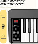 Finger Dance 61 Key Folding Piano Keyboard, Upgrand Imitation Wood Texture Keyboard Portable Piano, Bluetooth & MIDI, Foldable Keyboard Piano for Beginner - Deep Black by TinyTreasures Baby Boutique