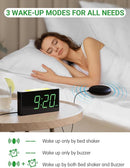 Extra Loud Vibrating Alarm Clock with Bed Shaker for Heavy Sleeper Deaf Hard of Hearing, Large LED Display Digital Clock for Bedroom,Dimmer,Night Light,USB Phone Charger,Battery Backup,Senior Teen Kid by TinyTreasures Baby Boutique