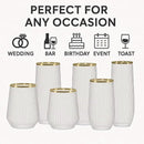 24 Pack Ribbed Origami Ripple Plastic Glasses, 12-9 Ounce Stemless Champagne Flutes & 12-12 Ounce Cups, BPA-Free Disposable Shatterproof Toasting Glasses for Weddings, Bars, and Events (Gold Rim) by CozyNest Decor