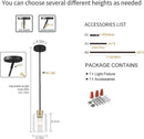 Black Brass Pendant Lights Kitchen Island - Clear Glass Pendant Light Fixture Multiple Stems Rods 3 Units 12 Inch 3 Units 4 Inch (1 Pack Black Brass Downrod) by CozyNest Decor