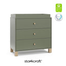 Storkcraft California 3-Drawer Chest with Removable Changing Topper (Olive with Driftwood) – GREENGUARD Gold Certified, Interlocking Drawer System, Pre-Installed Tracks, Easy Assembly by TinyTreasures Baby Boutique