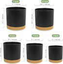 5 Pack Cylindrical Flower Pots with 7/6.5/6/5/4 inch, Modern Small Plastic Plant Pots with Drainage Holes & Saucers, Round Planter Pots for Outdoor, Indoor & Office Decor (Black Brown) by GreenHaven Gardens