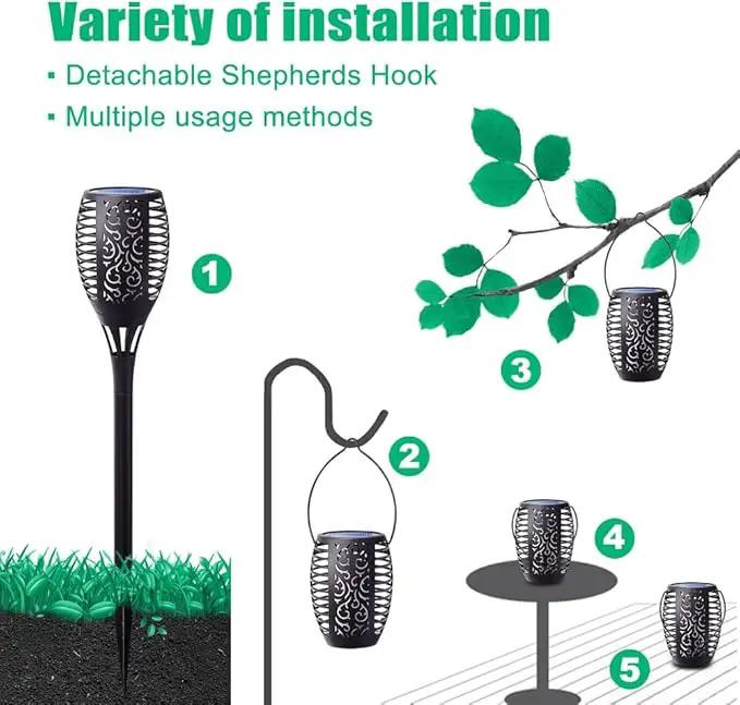 4Pack Solar Torch Light with Flickering Flame, Upgraded 3in1 Solar Lights Outdoor Hanging Lantern, Waterproof Landscape Decoration Lighting for Garden Yard Pathway Driveway, Auto On/Off, photo 5 of 7
