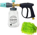Sooprinse Short Pressure Washer Gun With Foam Cannon, High Pressure Snow Foam Lance, 1/4 Inch Quick Connector, Power Washer Blaster, Car Wash Mitt, 3000 PSI, 1 Liter by GreenHaven Gardens