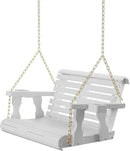 Amish Casual 3 Foot Roll Back Porch Swing with Cup Holders in Semi-Solid White Stain - Amish Made in The USA from Treated Pine Heavy Duty 700 Lb. Weight Capacity by GreenHaven Gardens