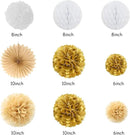White-Gold Champagne Birthday Party-Decorations Paper-Flowers - 14pcs Happy Banner Engagement Honeycomb Tissue Pom Poms,Women Streamers Garland Beige Fans,21st 18th Girl Hanging Supplies Decor Hugfond by CozyNest Decor