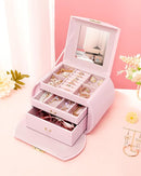 Homde Girls Jewelry Box Jewelry Storage Case Organizer with Mirror for Rings, Earrings, Bracelets, Necklaces (Light Pink + Gold) by TinyTreasures Baby Boutique