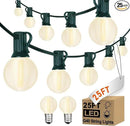25ft Outdoor Christmas LED String Lights,G40 Frosted White Globe Lights with 27pcs Plastic Bulbs,Round Bulb Christmas Lights for Indoor/Outdoor Wedding Backyard Cafe Garden Christmas Decor by GreenHaven Gardens