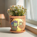 Ceramic Pot with Drainage Hole and Saucer, Plant Pots, Modern Decorative Planters for House Plants Indoor Flowers Plants, Cute Flower Pot - Gifts (Frogs (1.6 L)) by CozyNest Decor