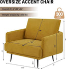 Oversized Accent Chair Set of 2 for Living Room Chairs Reading Arm Chair Comfy Modern Single Sofa Side Chairs with Metal Legs & Soft Cushion for Bedroom, Balcony,Waiting Room (Velvet, Amber Yellow) by CozyNest Decor