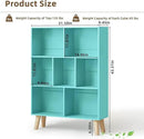LEYAOYAO 7 Cube Bookshelf 3-Tier Bookcase with Legs, Mint-Green Kids Book Shelf Cute Storage Organizer, Toy Shelves Bookshelves,Wood Display Bookcases by CozyNest Decor