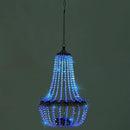 Hanging Solar Chandelier Outdoor, 30 Blue Lights Acrylic Clear Beaded Chandelier with S Hooks Modern Lantern for Garden Yard Patio Gazebo Decorations, 28”H by CozyNest Decor