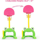 Costzon Toddler Basketball Hoop, 3-in-1 Sports Set for Basketball, Baseball & Football, 6 Height Adjustable Basketball Toy Activity Center for Indoor & Outdoor, Best Gift for Kids (Cute Frog) by TinyTreasures Baby Boutique