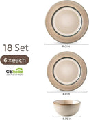 GBHOME Ceramic Dinnerware Sets, 18 Piece Embossed Elegant Stoneware Plates and Bowls Sets, Housewarming Wedding Gift | Dishwasher & Microwave Safe | Dishes Set Service for 8 by CozyNest Decor