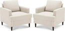 Mid-Century Accent Chair,Modern Linen Fabric Armchair for Living Room,Comfy Upholstered Reading Accent Chairs for Bedroom,Single Sofa Chair with Wood Legs (Beige, 2 Pack) by CozyNest Decor