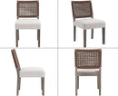 Kmax Farmhouse Dining Chairs Set of 6, Rustic Kitchen Chairs with Linen Fabric Seat and Woven Back, Vintage Accent Chairs for Dining Room, Living Room, Beige by CozyNest Decor