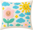 katre home madame & textile Throw Pillow Cover – Sun & Cloud Punch Needle Cushion 18x18 inch – Handmade Embroidered Boho Cotton Pillow for Couch, Bed or Nursery Room Decor by CozyNest Decor