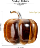 Jovivi Tiger Eye Crystal Pumpkin Figurine, 1.2" Mini Carved Gemstone Pumpkin Statue Decor Healing Stones Decorative Ornaments for Fall Harvest Thanksgiving Halloween Decorations Home Decor by CozyNest Decor