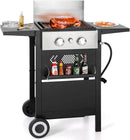 GREEN PARTY 2 Burner Griddle Grill Combo, 2 in 1 Propane Gas BBQ Grill w/Cast Iron Plate, 20,000 BTU Output Small Flat Top Propane Barbecue Grill for Camping, Patio, Backyard, Balcony by GreenHaven Gardens
