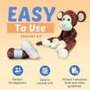 CULETCRAFT Crochet Kit for Beginners Adults, Freddy The Monkey DIY Crochet Animal Kit for Beginners, Learn to Crochet with Step-by-Step Instruction Book, Beginner Crochet Kit for Adults and Kids by TinyTreasures Baby Boutique