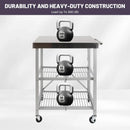 3-Tier Folding Outdoor Grill Cart, 300lbs Load Capaciy Foldable Utility Storage Rolling Kitchen Table with Lockable Wheels, 25.75" D x 20" W x 36" H, Steel Service Trolley for Food Prepping by GreenHaven Gardens