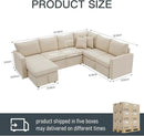 7 - Seater Sofa Bed, Large U - Shaped Modular Sectional Sofa, Oversized Pull - Out Sleeper with Storage for Living Room, Beige by CozyNest Decor