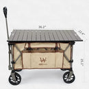 Whitsunday Folding Collapsible Wagon Cart, Beach Heavy Duty Wagon with Table,Utility Grocery Cart for Camping Sports Outdoor Shopping Park Khaki by GreenHaven Gardens