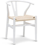 POLY & BARK Weave Dining Chair – Mid-Century Modern Wishbone Dining Chair with Arms, Solid Wood Frame, Indoor Use – White – Single - Ideal for Dining Room, Kitchen or Stylish Accent Setting by CozyNest Decor
