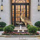 Large Heron Garden Statue, 42'' Crane Outdoor Statue with Birdbath, Crane Metal Yard Art for Porch Backyard Patio Lawn Decor (Golden) by GreenHaven Gardens