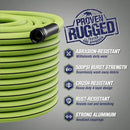 Rugged Rhino Heavy Duty Flexible Light Weight Garden Hose, 75ft x 5/8in, 4 Layer Leakproof Outdoor Gardening Tools, Watering Supplies, Powerful Water Pressure for Lawn, Flowers, Green Black by GreenHaven Gardens