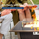 SereneLife 43.5-Inch Outdoor Propane Fire Pit Table – 50,000 BTU, Tempered Glass Wind Guard, Sliding Door, Auto-Ignition, Stainless Steel Burner, Waterproof Cover – Ideal for Patio, Garden & Backyard by GreenHaven Gardens