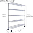 60"x18"x72" PRIME HEAVY DUTY Chrome 5-Tier Wire Shelving 4000 LBS MAX Capacity Storage Rack for Commercial, School, Home, Garage, Warehouse, Industrial, and Hospital Uses (with Wheels) by CozyNest Decor