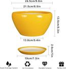 Ceramic Planter 9 Inch - Mid-Century Round Modern Plant Pot Indoor with Drainage Hole and Saucer for Outdoor Plants, Balcony House Garden Patio Home Decor, Yellow by GreenHaven Gardens