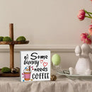 Rustic Farmhouse Easter Country Home Office Coffee Tables Desk Decor Coffee Bar Some Bunny Needs Coffee Sign Cubicle Shelf Tiered Tray Decor Gift Ideas 5 X 5 Inch by CozyNest Decor